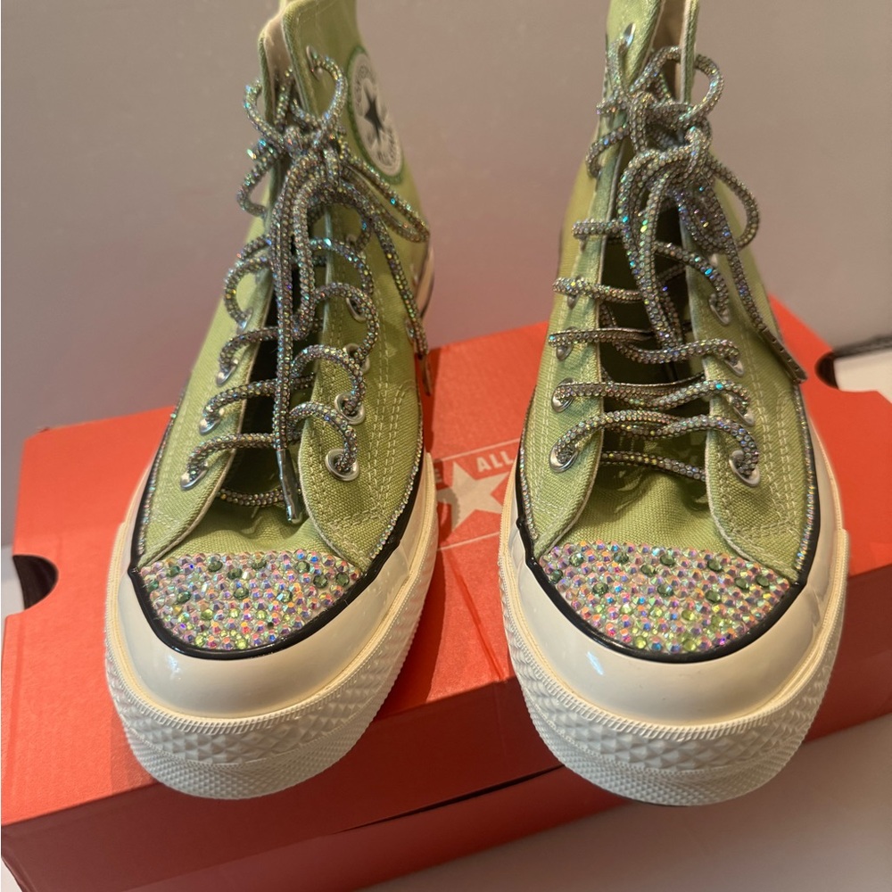 Converse Women’s Green High-Top with Bling